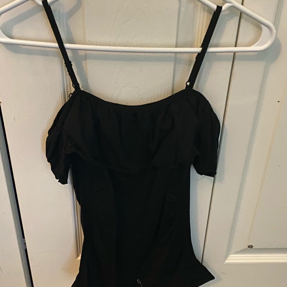 Black off the shoulder shirt